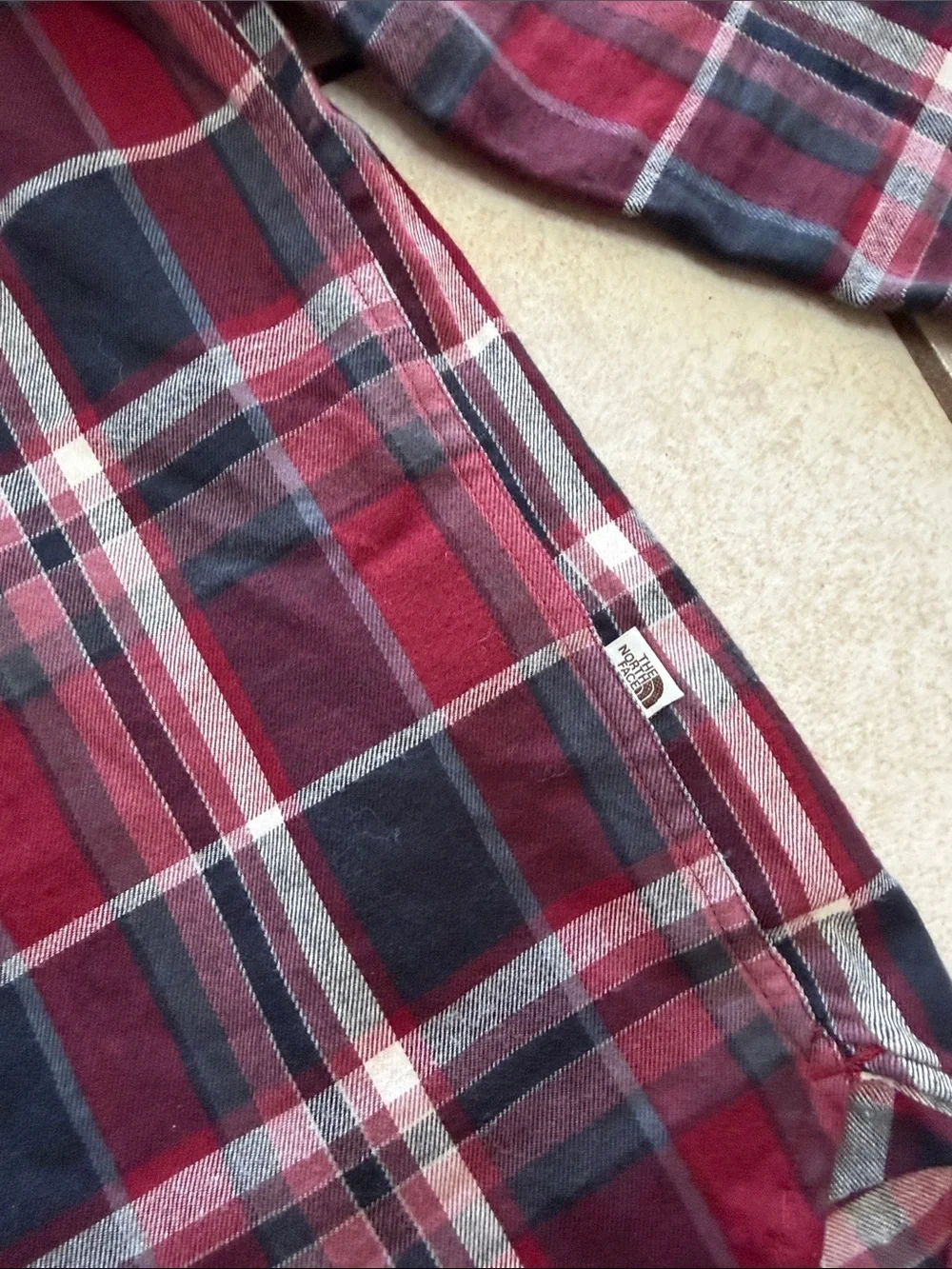 The North Face Red & Black Plaid flannel Button-Down Shirt